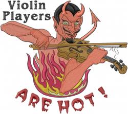 detailed violin machine embroidery pattern - Devil Playing Violin for kitchen aprons