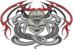 Devil Skull - 5x7 skull detailed machine embroidery design for Gothic Apparel