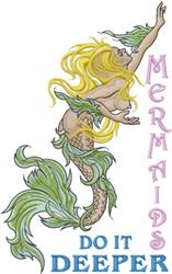 mermaid detailed machine embroidery - Do It Deeper perfect for Kids Room Decor