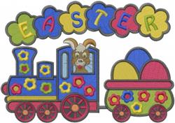 detailed easter bunny rabbit machine embroidery pattern - Easter Train for reusable tote bags