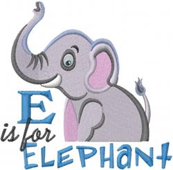 Cute gray elephant with pink ears and a friendly smile, featuring a blue letter 'E' above. Playful design for children's item