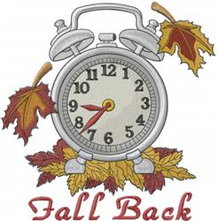 detailed autumn back machine embroidery pattern - Fall Back for festive table runners