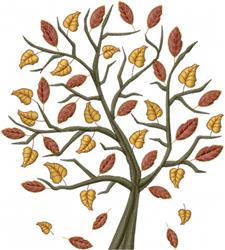tree detailed machine digital embroidery - Fall Tree perfect for kitchen tea towels