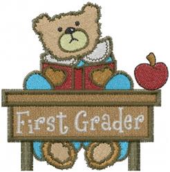 First Grade Bear - 4x4 bear detailed machine embroidery design perfect for Backpacks