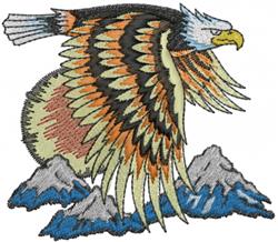 Flying Eagle - 4x4 bird detailed machine embroidery design for patchwork quilt blocks