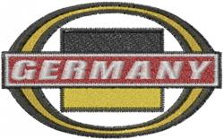 Germany text patch in bold red letters on a black and yellow oval background, showcasing national colors.