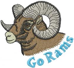 beginner-friendly ram machine embroidery pattern - Go Rams for reusable tote bags