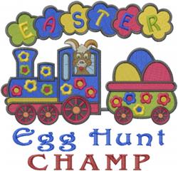 Playful cartoon train featuring a goat character, colorful eggs, and flowers, perfect for festive Easter decor.