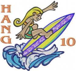 Hang 10 - hang detailed machine machine embroidery design perfect for Surf Gear