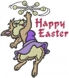 detailed easter bunny rabbit machine embroidery pattern - Happy Easter for patchwork quilt blocks