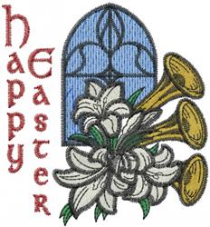 leaf detailed machine digital embroidery - Happy Easter perfect for reusable tote bags