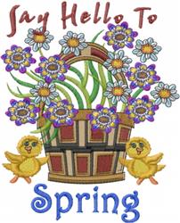 Hello Spring - 6x10 bird detailed embroidery design for decorative pillow covers
