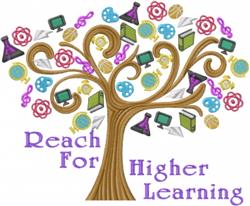 Higher Learning - tree detailed machine embroidery design for Classroom Decor