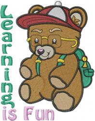 detailed bear machine embroidery pattern - Learning Bear perfect for reusable tote bags