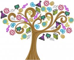 Learning Tree - tree detailed machine embroidery design for Classroom Banners