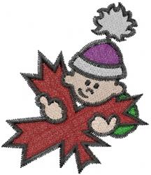 beginner-friendly leaf machine embroidery pattern - Maple Leaf Boy for reusable tote bags