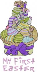 bunny rabbit detailed machine embroidery - My First Easter for decorative pillow covers