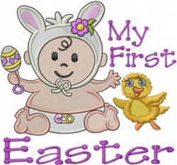 detailed easter bunny rabbit machine embroidery pattern - My First Easter for Memory Books