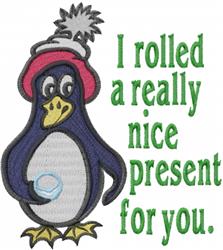 Nice Present - 6x10 penguin detailed embroidery design for decorative pillow covers