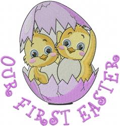 bird detailed machine digital embroidery - Our First Easter perfect for Photo Frames