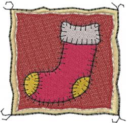 stocking detailed machine embroidery - Patchwork Christmas Stocking for kitchen aprons