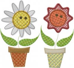 Patchwork Flowers - leaf detailed machine embroidery design for outdoor garden flags