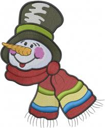 Patchwork Snowman Face - snowman detailed embroidery design for Christmas stockings