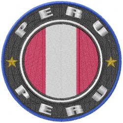 Circular patch featuring the Peru flag with red and white stripes, 'PERU' text, and gold stars for a sporty look.