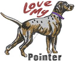 Pointer Love - 4x4 puppy dog detailed machine embroidery design perfect for T-shirts