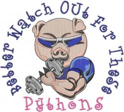 detailed python machine digital embroidery pattern - Pythons perfect for Gym Towels