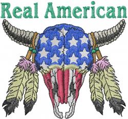 detailed skull machine embroidery pattern - Real American for reusable tote bags