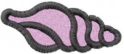 Stylized pink seashell with bold black outline, showcasing playful simplicity, perfect for coastal-themed decor.