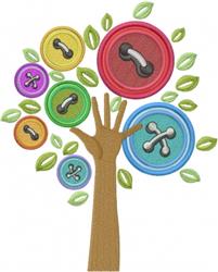 detailed tree machine embroidery pattern - Sewing Button Tree for kitchen tea towels