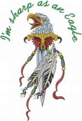 Sharp As An Eagle - 6x10 bird detailed machine embroidery design for reusable tote bags