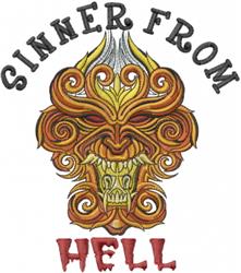 detailed hell machine embroidery pattern - Sinner From Hell for reusable tote bags