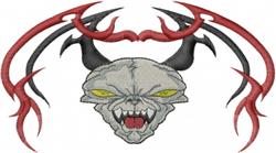 skull detailed machine digital embroidery - Skull Devil perfect for reusable tote bags