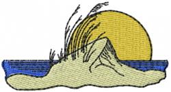 beginner-friendly summer sunflower machine embroidery pattern - Sunset Beachscape for kitchen tea towels