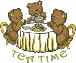 Tea Time - bear detailed machine embroidery design perfect for cute baby onesies