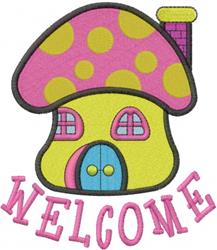 mushroom detailed machine embroidery - Toadstool Welcome for decorative pillow covers
