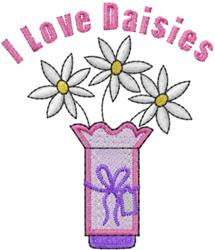 beginner-friendly spring daisy machine embroidery pattern - Vase with Daisies for reusable tote bags
