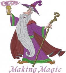 magic detailed machine embroidery - Wizard Making Magic perfect for kitchen aprons