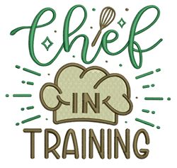 detailed training machine embroidery pattern - Chef In Training for kitchen tea towels