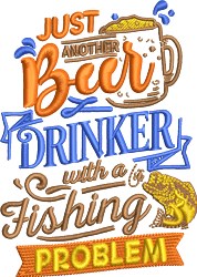 Fishing Problem - 4x4 problem detailed machine embroidery design for reusable tote bags