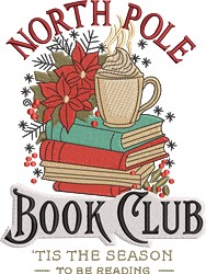 Colorful stack of books topped with a steaming coffee cup and vibrant poinsettias, perfect for holiday cheer.
