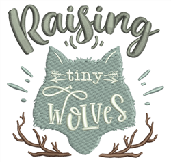 puppy dog detailed machine embroidery - Raising Tiny Wolves for patchwork quilt blocks