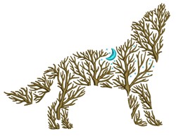 Tree Wolf - 4x4 puppy dog detailed embroidery design for decorative pillow covers