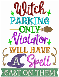 witch detailed machine embroidery - Witch Parking Only for decorative pillow covers