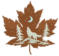 Wolf Leaf - 4x4 puppy dog detailed machine embroidery design for patchwork quilt blocks