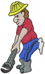 Construction Worker - 4x4 worker beginner-friendly embroidery design for kitchen tea towels