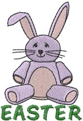 Cartoonish purple rabbit with long ears and cheerful expression, with 'EASTER' in bold green below, perfect for festive celeb